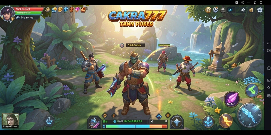 Screenshot gameplay CAKRA777 menunjukkan dunia terbuka yang luas dan indah.