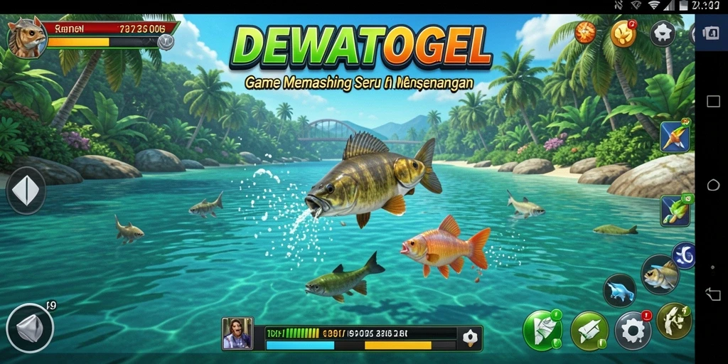 Tampilan gameplay seru di DEWATOGEL saat menangkap ikan.