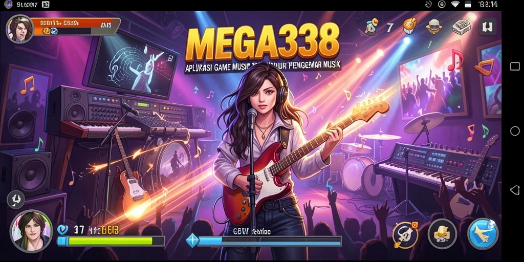 Tampilan screenshot MEGA338 yang menunjukkan berbagai fitur musik yang menarik.