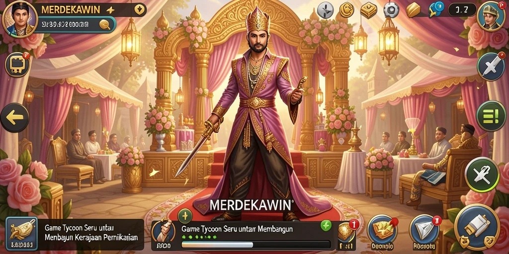 Tampilan menarik gameplay MERDEKAWIN saat merencanakan pernikahan.