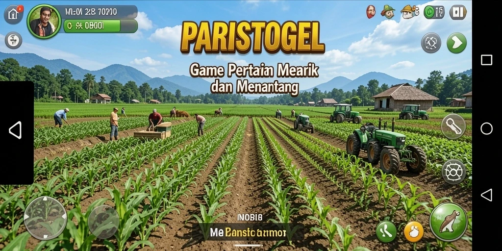 Tampilan gameplay seru dalam PARISTOGEL dengan berbagai aktivitas bertani.