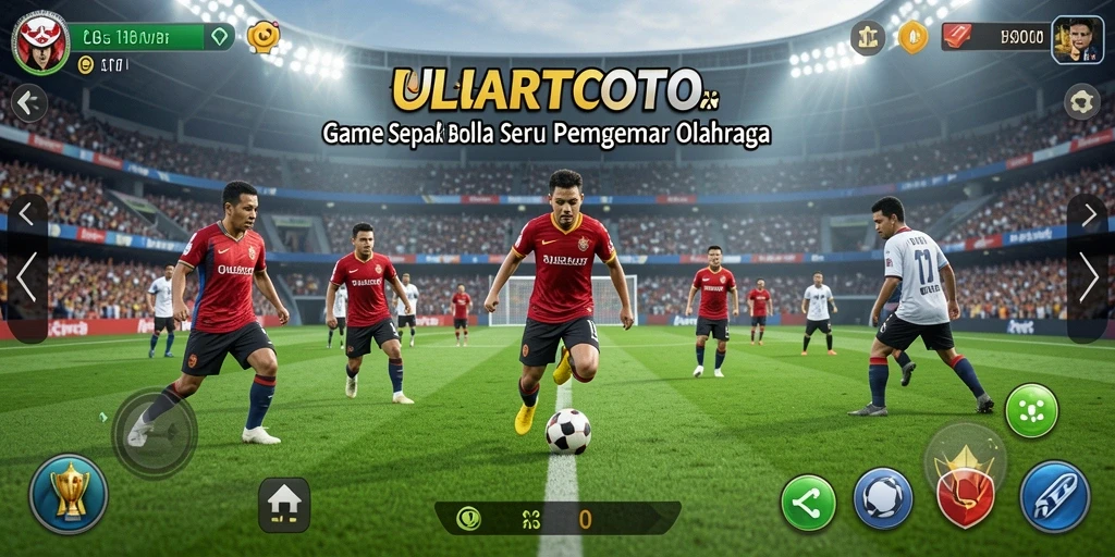 Tampilan gameplay ULARTOTO dengan aksi sepak bola yang seru.